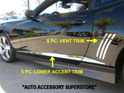 2010-up chevy camaro: chrome side shark trim! rust free! quick & easy install!