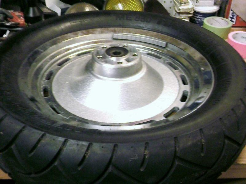 Harley davidson sportster custom rear rim and tire/ pulley