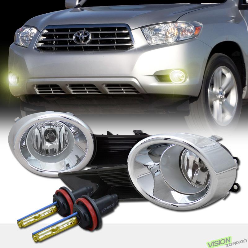 H11 3000k hid+clear driving/bumper fog lights lamps+switch pair 08-10 highlander