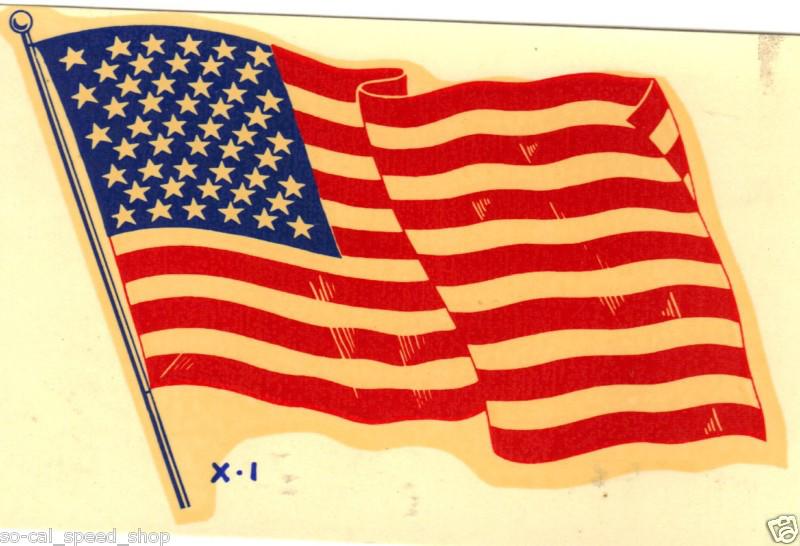 Original vintage water travel decal u.s. flag stars and stripes united states 