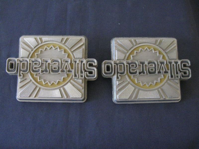 2  chevrolet " silverado  " emblems  metal badge vintage gm14014315 truck 