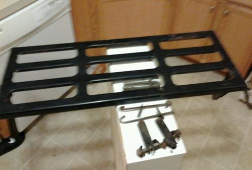 Antique car rear luggage carrier rack