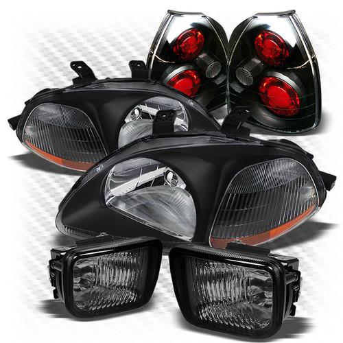 96-98 civic 3dr black headlights + altezza style tail lights + smoked fog lights