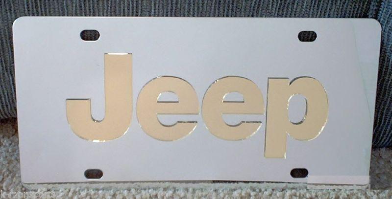 Jeep stainless steel vanity license plate tag gold
