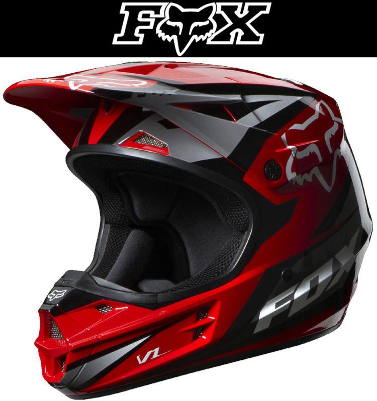 Fox racing v1 race red black dirt bike helmet motocross mx atv 2014
