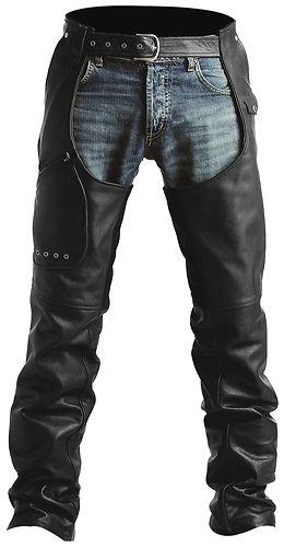 New pokerun outlaw-2.0 leather motorcycle chaps, black, 2xl/xxl