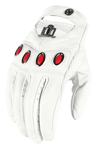 Icon hella white leather womens gloves new small sm