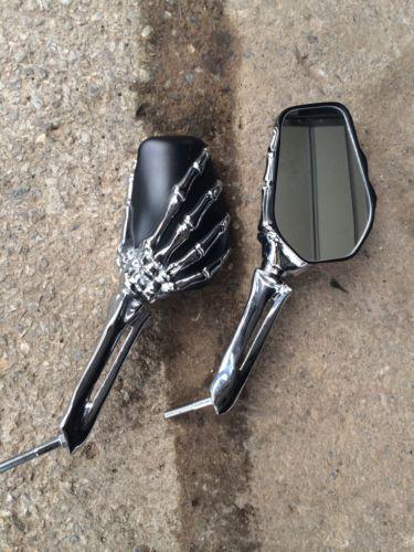 Kuryakyn chrome motorcycle skeleton hand mirrors - universal fit