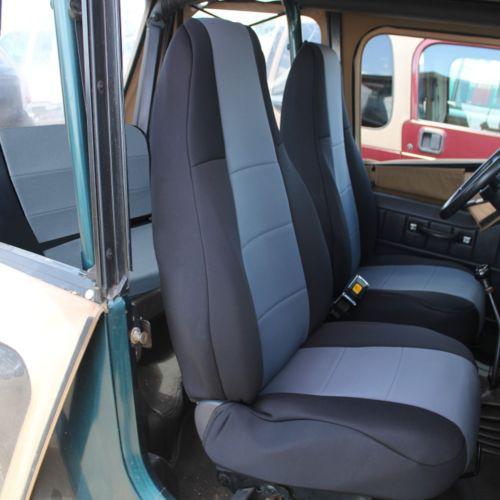  jeep wrangler custom front & rear seat covers yj 1992-1995 charcoal neoprene