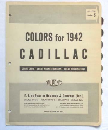 1942 cadillac dupont color paint chip chart all models original