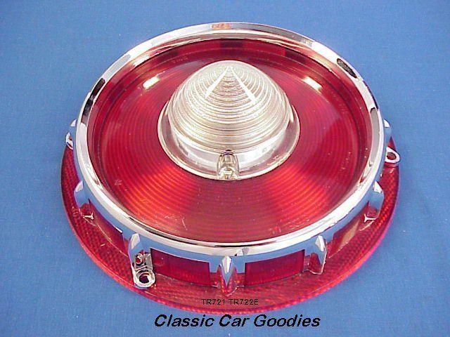 1957 ford tail light lenses (2) w/back-ups bezel t-bird