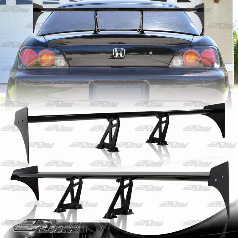 Black glossy aluminum bolt-on 52 inch gt style rear trunk spoiler wing