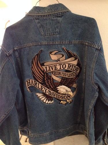Harley davidson men's xl denim blue jean jacket