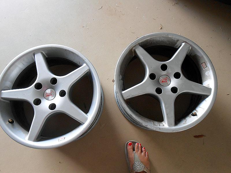 Mille miglia 1000 set of 2 rims 16 x 7.5  italy  with lug nuts