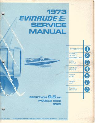 9.5 hp omc johnson evinrude repair manual 1964-73 sale 