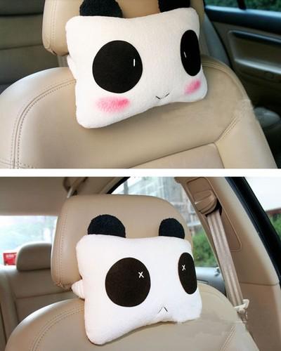 2pcs cute lovely plush lovers panda car auto headrest head pillow seat neck