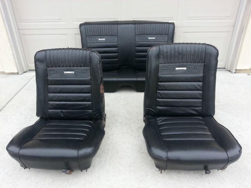 Complete 1965 1966 ford mustang pony seat set original black coupe 
