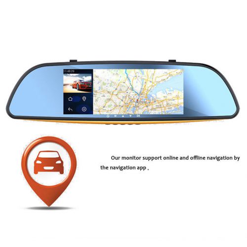 Built in dvr dashcam bluetooth car kit gps navigation 7″ rearview mirror monitor