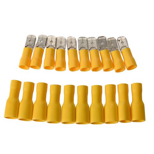 10pair yellow full insulated spade electrical crimp connectors mixed male female