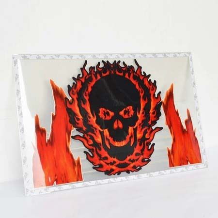 Red 50cm cool skull devil fire car music activated equalizer neon light sticker
