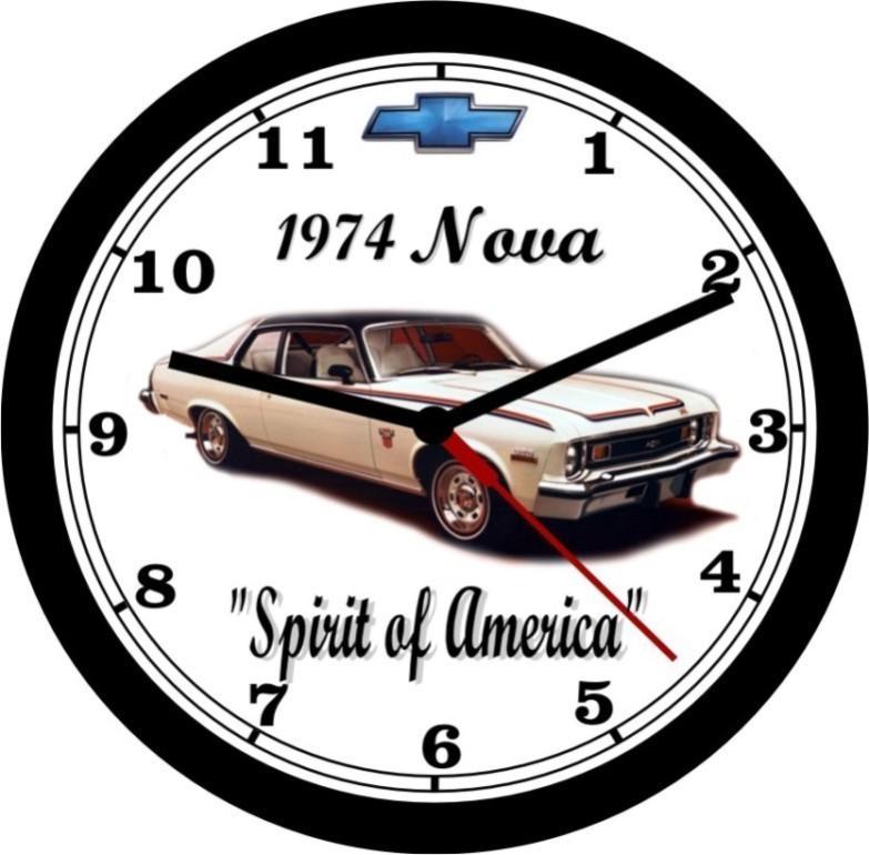 1974 chevrolet spirit of america nova wall clock-free usa ship!