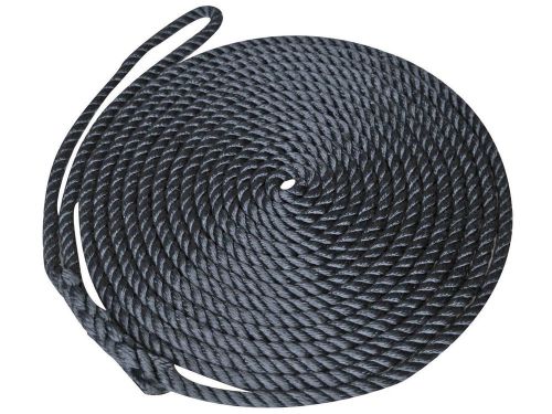 5/8” x 35´ black 3 strand premium twisted pp boat dock line w/eye - five oceans