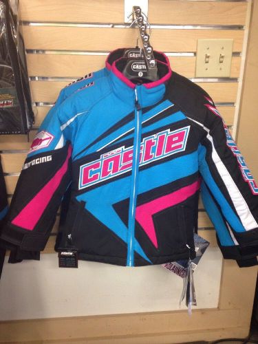 Castle x girls launch jacket sz s black/blue/pink nwt 2015 new snowmobile coat x