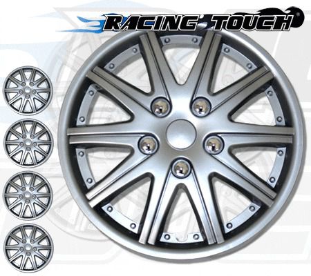Metallic silver 4pcs set #027 14&#034; inches hubcaps hub cap wheel cover rim skin