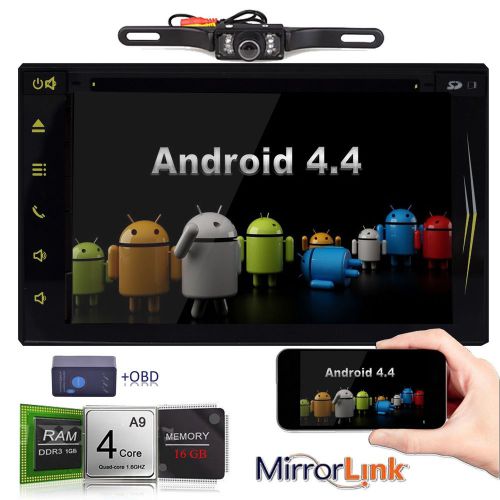 Camera+android 4.4 car cd dvd player gps wifi quad core mirror-link radio+obd2