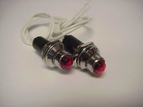 Vintage style red jeweled dash lights pair hot rod rat gasser aircraft