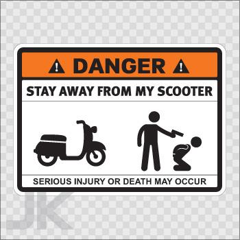 Decal sticker sign signs warning danger caution stay away scooter 0500 z3673