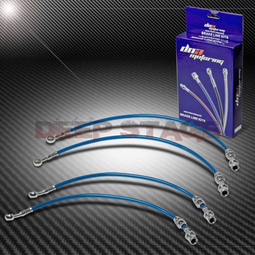 Stainless ss braided hose racing brake line 85-89 toyota mr2/mr-2 aw11 w10 blue