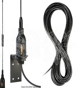 Glomex black wall-mounted 530mm vhf task antenna with 8m cable