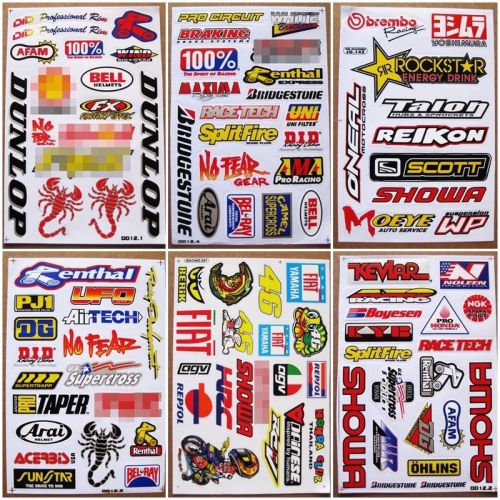 Racing  sport  nascar atv motocross rally dakar decals car stickers 6 sheets
