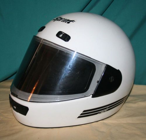 Vector sprint snowmobile moto helmet adult xxl 7 5/8&#034;-7 3/4&#034; near mint! white