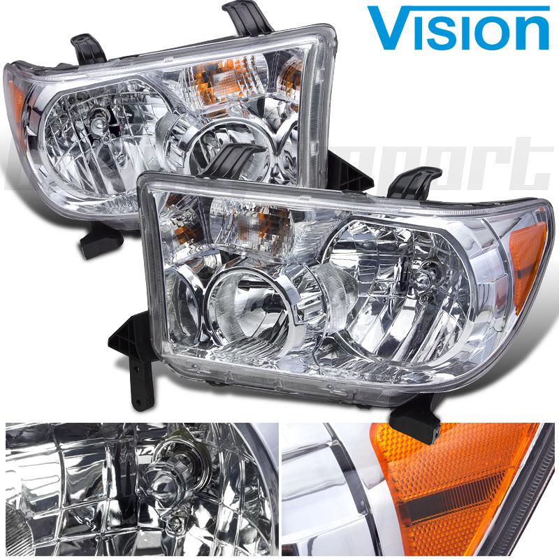 Pair 2008-2012 toyota sequoia head light lamp to2502171 left new right to2503171