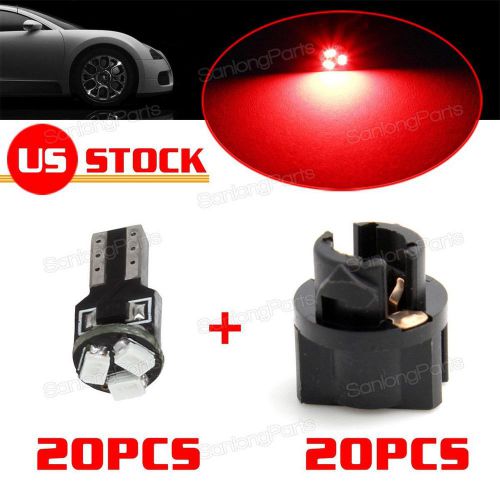 20x t5 smd 3020 red car led twist socket instrument panel dash light bulb