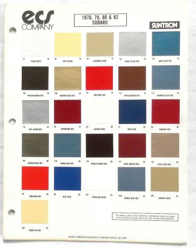 1978 - 1982 subaru ecs  color paint chip charts all models original