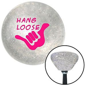 Pink hang loose w/ hand clear retro metal flake shift knob with m16 x 1.5