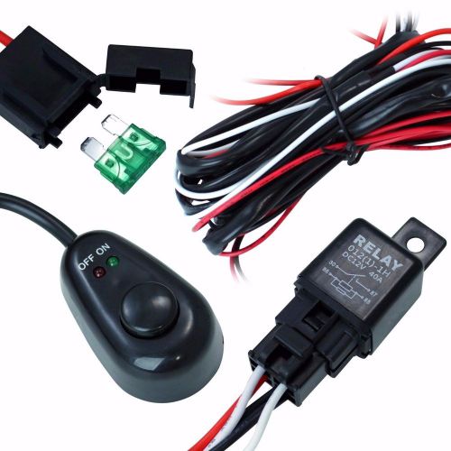 Wiring harness switch relay cable 40a for led fog light bar on off boat truck