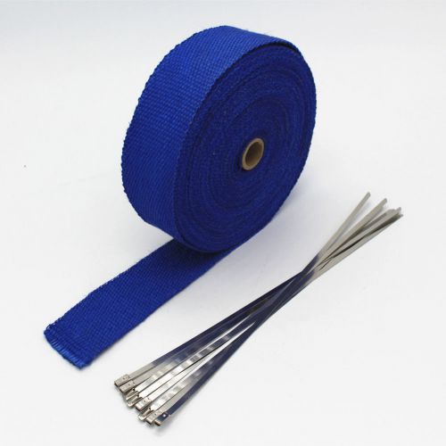 Exhaust pipe header wrap roll 1/16&#034; x 2&#034; x 50&#039; high temperature heat tape blue
