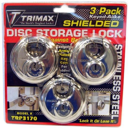 Trimax trp3170 70 mm round stainless steel padlock with 10 mm keyed alike