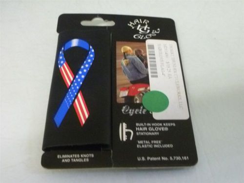 American flag ribbon leather hair glove 4&#034; biker ponytail wrap new