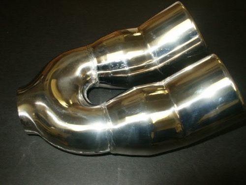 Tuner exhaust dual tip 2-1/4 inch inlet polished stainless steel dbl-outlet