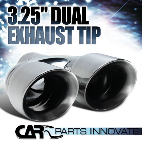 3.25&#034; slant outlet / 2.6&#034; inlet stainless steel dual exhaust muffler tip