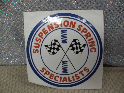 Racing car sticker, suspension spring specialists, diam: 6&#034; round
