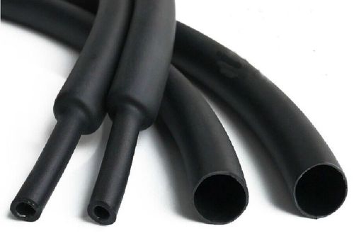 1/4” 16-12 ga black polyolefin heat shrink tubing 2:1 sleeving wrap auto home