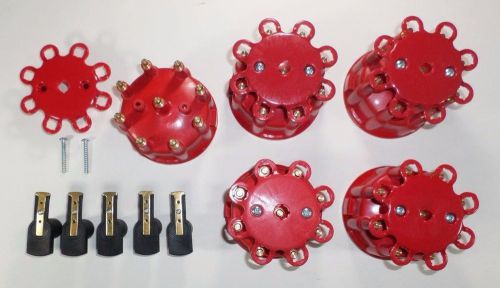 5 red ready-to-run / pro billet replacement distributor caps &amp; rotors tsp 88.5
