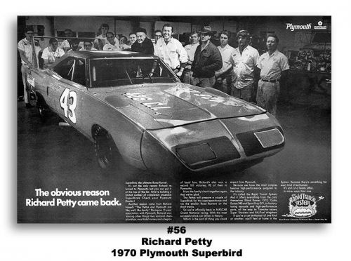 24x36 ad poster 1970 plymouth road runner superbird richard petty #43 rts mopar
