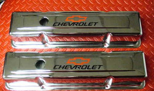 Valve cover set small block chevy tall chrome plated chevrolet new 3 5/8 height